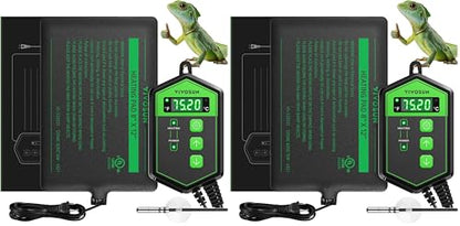 VIVOSUN Reptile Heating Pad 8x12 Inch with Thermostat Combo Under Tank Terrarium Heating Mat for Turtles, Lizards, Frogs, and Other Reptiles (Pack of 2) - size: 8X12 Inch with Thermostat (Pack of 2)