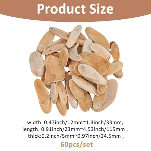 SUPERFINDINGS 300g Natural Driftwood Pieces DIY Dried Wood Sticks Oval Wooden Craft Slices Frames Wreath Surf Art Beach Decor for Crafting Card Making Embellishments Photo Props