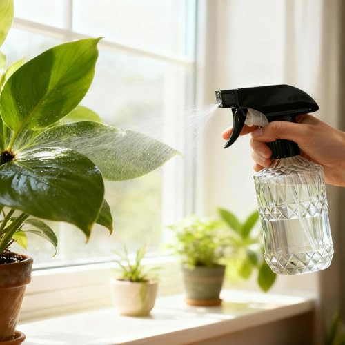 Clear Glass Handheld Spray Bottle, 2pack | 15oz Refillable Adjustable Nozzle Spray Bottle, Multi-Use Mist Sprayer for Plants, Hair, Cleaning, Gardening and Pet Care - color: Clear