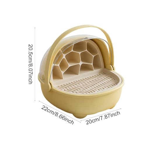 Silkworm Breeding Box Small Pet Feeding Container Transparent Removable Habitat Cage Portable Reptile House with PP for Turtle Frog Snake Suit, Yellow - color: Yellow