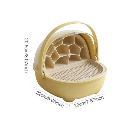 Silkworm Breeding Box Small Pet Feeding Container Transparent Removable Habitat Cage Portable Reptile House with PP for Turtle Frog Snake Suit, Yellow - color: Yellow