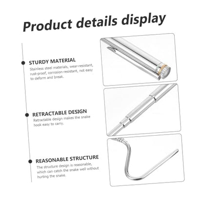 Sosoport Snake Traps with Reptile Hook Extendable Snake Catching Pole Reusable Reptile Catching Hook
