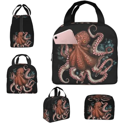 Insulated Lunch Bag Octopus Intertwined Lunch Box for Women Men Reusable Leakproof Lunch Cooler Bag for Office Picnic - color: Octopus Intertwined