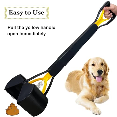 ienjoyed Dog Pooper Scooper for Large Medium & Small Dogs Heavy Duty,Long Handled Dog Poop Scooper for Grass,Durable Dog Poop Pick Up Tool (Yellow) - color: Yellow