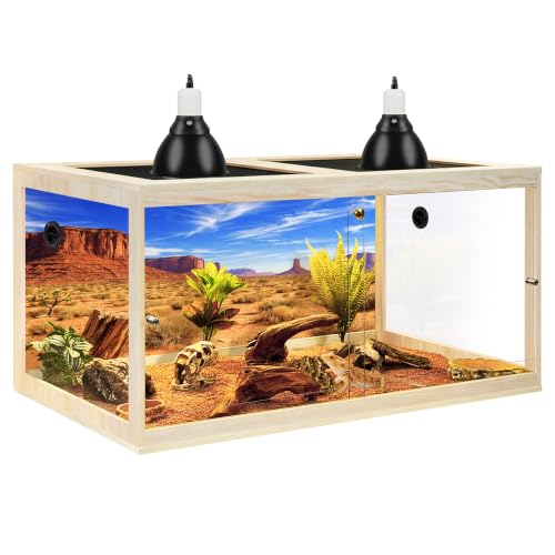 120 Gallon Bearded Dragon Tank, 4x2x2 Reptile Enclosure with Tempered Glass Sliding Doors, Lockable Front Opening and Metal Mesh Top, Large Terrarium for Lizards and Snakes, Oak - color: Oak