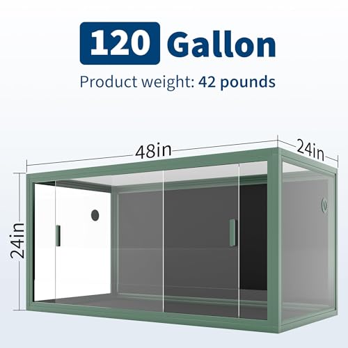 120 Gallon Bearded Dragon Tank,4x2x2 FT Reptile Terrariums,Front Opening Glass Enclosure for Lizard Chameleon Snake,Tropical Rainforest Habitat with Screen Ventilation Top - color: green
