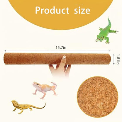 Cork Branch for Reptiles – 15.7" Natural Climbing Wood Sticks for Crested Geckos, Tree Frogs, Bearded Dragons, Snakes, Lizards & Chameleons – Perfect Terrarium Habitat Decor