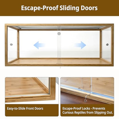 80 Gallon Bamboo Reptile Tank,48"x24"x18" Ball Python Enclosure for Bearded Dragon,Snake,Gecko,Lizard,Turtle with Sliding Door Top Screen Ventilation,Stackable Large Reptile Terrariums - size: 48"x24"x18"