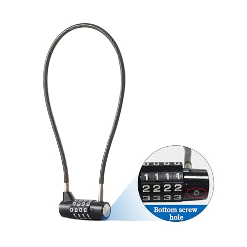 Combination Lock with Long Cable Durable Flexible 4 Digits Combo Locks 7.5” Locker Lock for Gym Locker School Cabinet Barn Gates/Sheds/Pet Cages Backpack Suitcase (7.5") - size: 7.5" Black