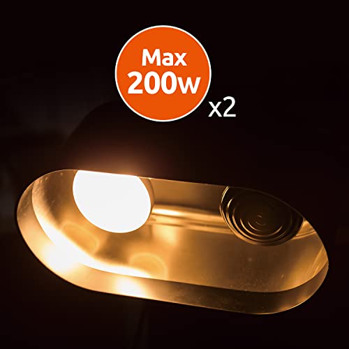 REPTI ZOO Dual Reptile Light Fixture 2 in 1 Deep Dome Lamp Fixture, Double-Layer Connectable Design Reptile Heat Lighting Lamp Fixture with Independent Switches, Max 200W - size: 200W
