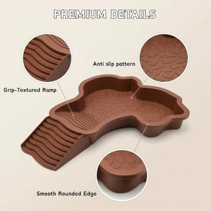 Extra Large Reptile Water Bowl with Ramp and 2 Feeding Dishes Set | Reptile Bathing Pool with Food & Water Bowls for Turtles, Tortoises, Lizards, Geckos, Bearded Dragons and Other Small Pets