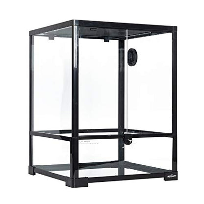 REPTI ZOO Reptile Glass Terrarium, 18" x 18" x 24" Front Opening with Double Hinge Door & Top Screen Ventilation, 30 Gallon Tank Large Reptile Terrarium (Knock-Down) - color: Black and Clear