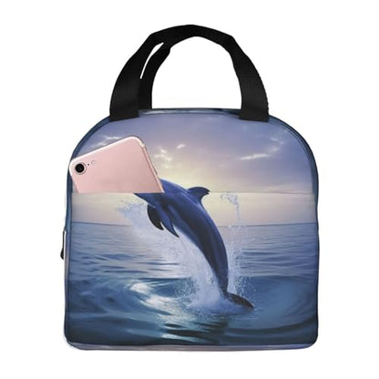 Insulated Lunch Bag Elegant dolphin Lunch Box for Women Men Reusable Leakproof Lunch Cooler Bag for Office Picnic - color: Elegant Dolphin