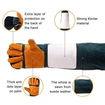 suade Gauntlet Protectors - Animal Handling Gloves, High Temperature Oven Grill Stove Shield, Cut Resistant Accessory Case - color: D