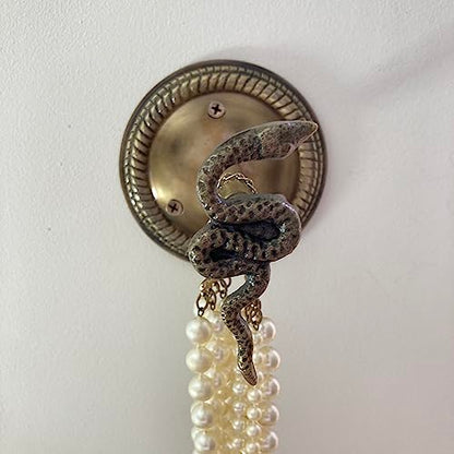 Animal Hook, Curtain Hold Back, Tie Back, Jewellery Hook, Antique Brass, Iron (Snake) - style: Snake