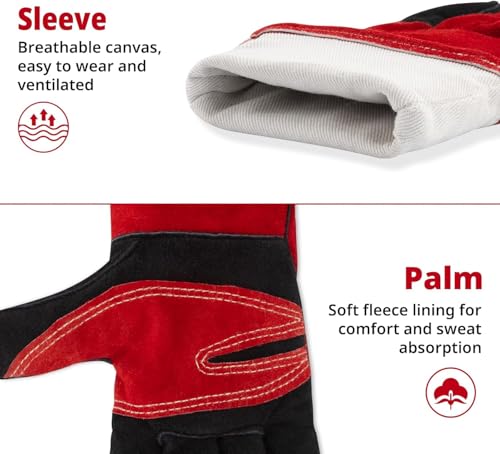 vclpower 16in Animal Handling Gloves Size L Fit for Men & Large Hands Bite Proof Double Leather Reinforced Padding Dog, Cat Scratch, Bird Handling Falconry Gloves Grabbing Reptile Squirrel Snake Bite