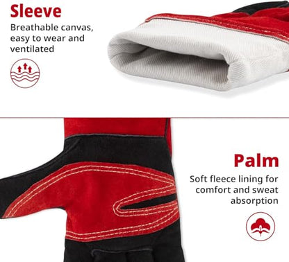 vclpower 16in Animal Handling Gloves Size L Fit for Men & Large Hands Bite Proof Double Leather Reinforced Padding Dog, Cat Scratch, Bird Handling Falconry Gloves Grabbing Reptile Squirrel Snake Bite