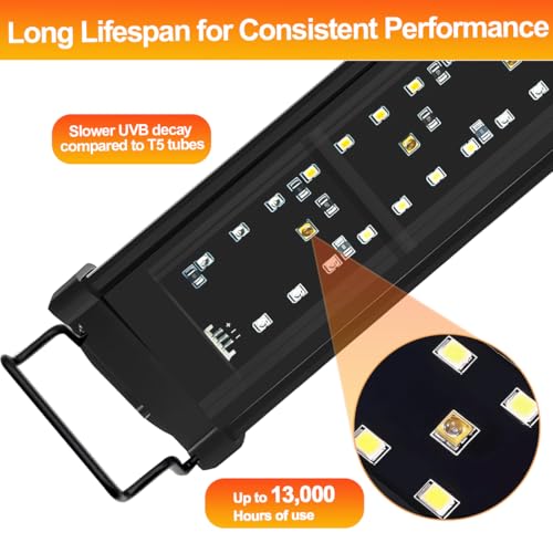 LED UVB Reptile Light with Timer & Dimmer, Adjustable 10.0-20.0 UVA UVB Fixture, Full Spectrum Sunlamp for Bearded Dragons, Turtles, Snakes, Desert & Tropical Habitats, 22-Inch - size: 22 Inch