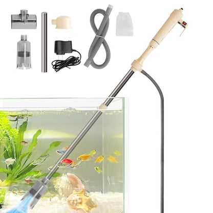 Aquarium Gravel Cleaner Kit, Electric Fish Tank Cleaning Tools with Strong Suction, Multifunction Automatic Aquarium Vacuum Cleaner for Wash Sand, Water Changing (Adjustable Length)