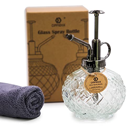 Plant Mister, 300ML Vintage Glass Spray Bottle with Plastic Top Pump, Small Decorative Spritzer Watering Can for Indoor Outdoor House Plants (Clear) - color: G-Clear