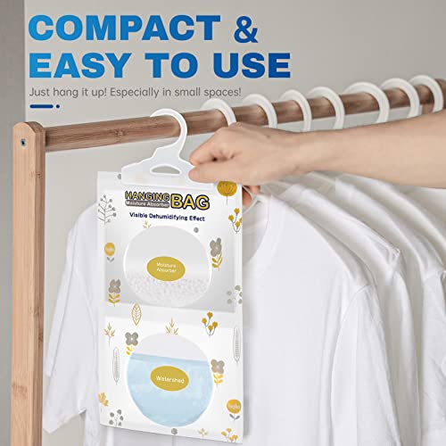 Vacplus Moisture Absorber, 5Pack Hanging, Strong Absorption, Unscented | Closet, Enclosed Spaces, Bathroom, Odor Eliminator, Dehumidifier Bags, 9.8 OZ - size: 5 pack