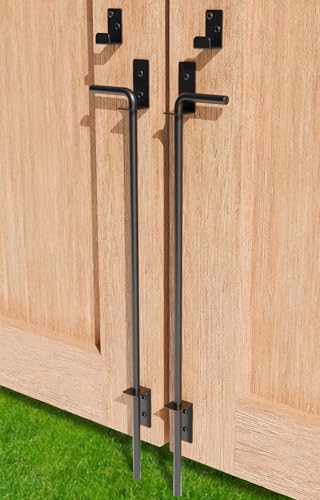 24" Heavy Duty Extra Thick Cane Bolt Gate Drop Rod Hardware Ground Latch for Wood PVC Vinyl Metal Fences Gates, Double Doors, Black Solid Steel-2 Pack - color: 24 Inch