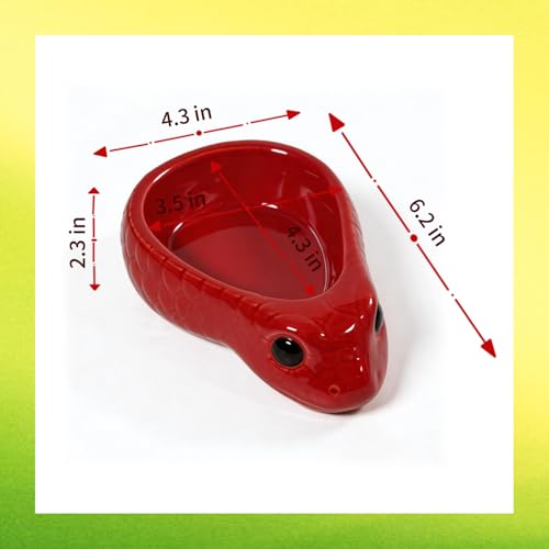 Reptile Water Dish, Ceramic Snake Water Bowl for Snake, Leopard Gecko, Bearded Dragon and Lizard, Reptile Bathing Pool Food Feeding Dish, Terrarium Tank Accessories (Red) - color: Red