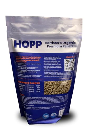 Harrison's Organic Premium Pellets- a Well-Balanced, Certified Organic Small to Medium Pet Bird Diet—No Soy, Corn, and Peanuts for Those Seeking to Avoid These Ingredients - size: 1 Pound (Pack of 1)