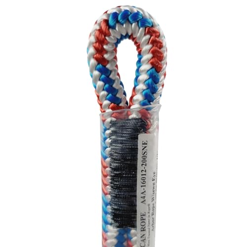 Pelican Arborist-16 Strand 12.7 mm (1/2 inch) Arborist - 7000 lbs Breaking Strength - Static Climbing Rope Used for Arborists - 150 ft - Plain End - size: 150 ft - Plain End, style: Red White Blue