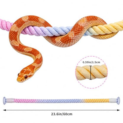 Snake Enrichment, Ball Python Tank Accessories, Gradient Climbing Decoration Rope with Suction Cups, Snake Climbing Accessories, Ball Python Enrichment - size: 60cm