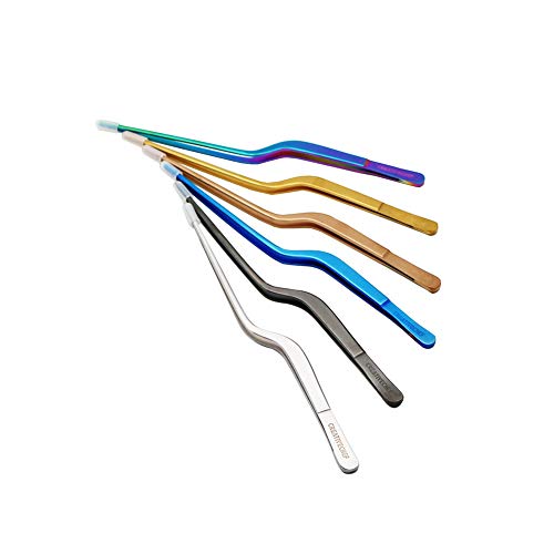 CREATIVECHEF 8 Inch Curved Stainless Steel Precision Kitchen Cooking Multi-function Tweezers Culinary Offset Tweezer Tongs (Curved, color) - color: Colorful