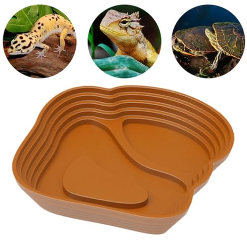 Reptile Bathing Pool Reptile Feeding Water Bowl Turtle Water Bowl Reptile Feeding Dish for Bearded Dragons Pet Supplies Bath, Large, Brown - color: Large, size: Brown