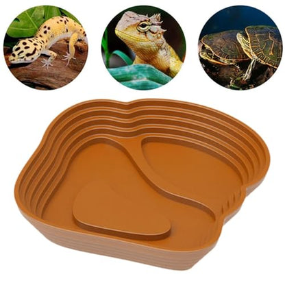 Reptile Bathing Pool Reptile Feeding Water Bowl Turtle Water Bowl Reptile Feeding Dish for Bearded Dragons Pet Supplies Bath, Large, Brown - color: Large, size: Brown