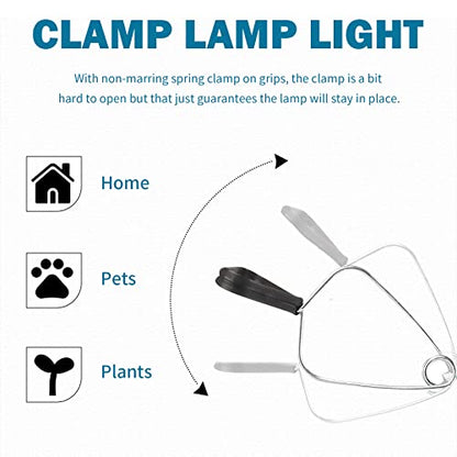 EP Clamp Lamp Light with Detachable 8.5 Inch Aluminum Reflector, 150 Watt E26 Socket (No Bulb Included), 6 Foot 18/2 SPT-2 Cord Cord, 2 Pack - size: 6