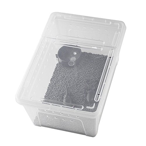 OMEM Portable Reptile Terrarium Habitat for Mini Pet Houses Breathable Holes Stackable Container (2PCS-M) - size: 2PCS-Clear-M