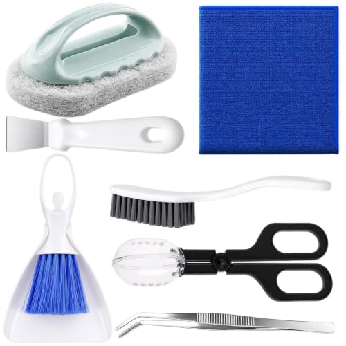Bearded Dragon Tank Cleaning Kit with Dustpan Brush Feeding Tongs | Bearded Dragon Enclosure Cleaner for Lizard Gecko Snake Turtle Frog Home Terrarium Enclosure