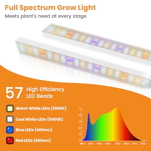 Kullsinss Clip-on Grow Lights for Indoor Plants, 57 LEDs 10W Plant Light | Full Spectrum Growing Lamp with Timer & Dimmable, White Gooseneck Plant Lamp for Succulents, Seed Starting, Easy to Use & Set - size: 1 Head-White