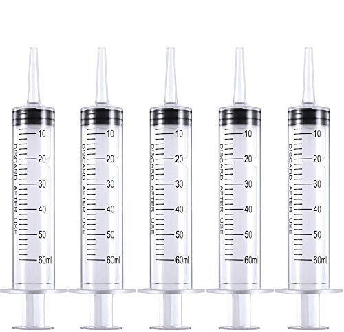 60ml Syringes with Caps (Pack of 5) for Industrial & Scientific - size: 60ml 5Pack