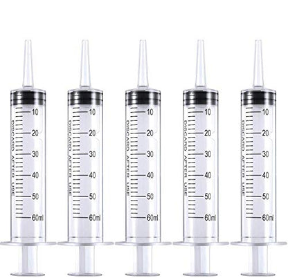 60ml Syringes with Caps (Pack of 5) for Industrial & Scientific - size: 60ml 5Pack