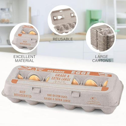 MT Products Printed Natural Pulp Egg Cartons 1 Dozen - Disposable Egg Storage Container (Pack of 250) - Made in the USA - size: Extra Large