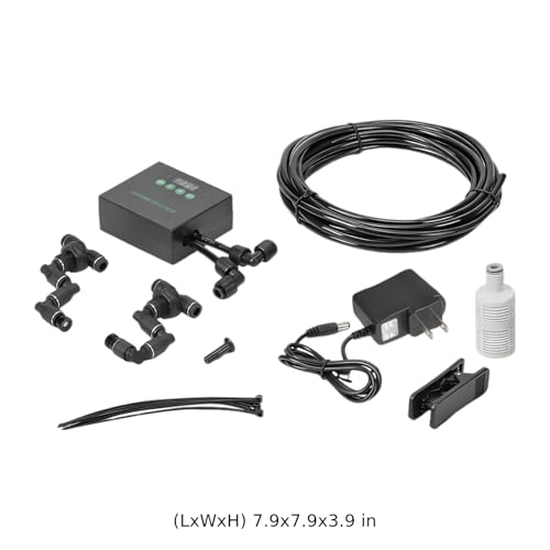 Reptile Misting System with US Plug, Programmable Automatic Mister Humidifier, 360° Adjustable Dual Nozzles, Smart Timer, Self-Priming Spray Kit for Terrariums