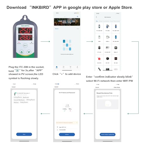 Inkbird WiFi ITC-308 Digital Temperature Controller Aquarium Thermostat for Aquarium Heater and Cooler, with Waterproof Sensor.