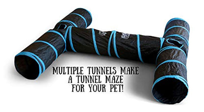 Premium 3 Way Cat Tunnel. Extra Large 12 Inch Diameter and Extra Long. A Big Collapsible Play Toy. Wide Pet Tunnel Tube for Other Pets Too! (3 Way Two Pack + Teaser Wand!) - color: 3 Way Two Pack + Teaser Wand!
