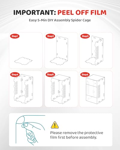 DIY Jumping Spider Enclosure, 4.7"x4.7"x7.9" Escape Proof Spider Terrarium, Small Reptile Acrylic Accessories Set, with Temperature and Humidity Detector, Platform and Hide, Tweezer, Feeding Bowl