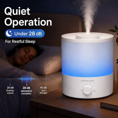 MegaWise Ultrasonic Cool Mist Humidifier SK7620 - 1.5L Capacity, Whisper-Quiet Operation, Adjustable Mist Output, Auto Shut-Off - Ideal for Home, Office, Baby Room, and Bedroom - size: 1.5 L