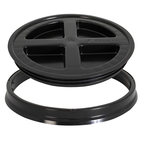 GAMMA2 Gamma Seal Lid - Pet Food Storage Container Lids - Fits 3.5, 5, 6, & 7 Gallon Buckets, Black, Made in USA