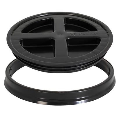 GAMMA2 Gamma Seal Lid - Pet Food Storage Container Lids - Fits 3.5, 5, 6, & 7 Gallon Buckets, Black, Made in USA