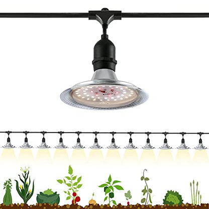 Outdoor LED Grow Light, 12-Light Full Spectrum Grow Light Strip, Waterproof Plant Growing Lamps, UL Certified String Grow Lights for Greenhouse Garden, 41FT Outdoor Grow Light for Veg Seedling - size: 12 Light without Timer