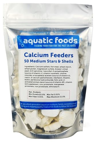 Calcium Feeder Medium Stars & Shells 50ct Bag | Stars, Shells, For Shrimp, Snails, Crabs, Crayfish, Hermit Crabs, For Tropical Fish - size: 50 Count (Pack of 1)