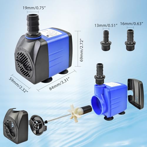 25W Outdoor Water Pump 396GPH AC 110V Mini Submersible Water Pump with 6.0ft High Lift for Fountain Waterfall - color: 25w 1500l/H